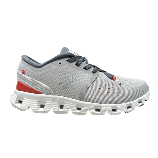 On Cloud X 4  Men's Silver/Coral Red